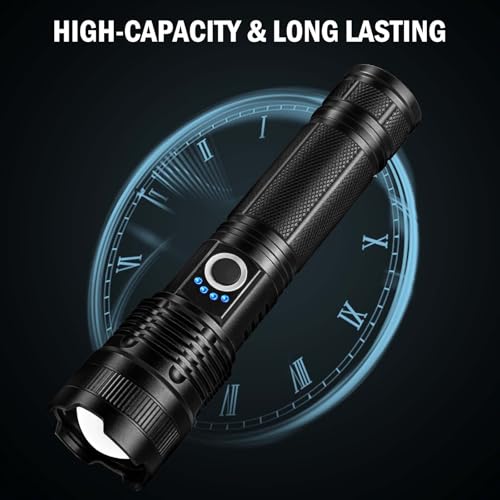 Led Flashlights High Lumens Rechargeable 2 Pack, 99000 Lumen Super Bright Fashlight with 5000?Ah ¥Âattery, Waterproof Powerful Flash Light Multifunctional Flashlights for Home Camping Hiking