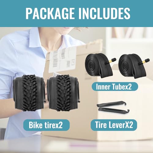 Hycline 26x2.125 MTB Bike Tires + 2 Tubes - Off-Road & Trail Replacement Set