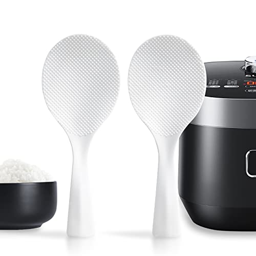 Rice Paddle Set - 2 Pcs White Plastic Non-Stick Standing Spoon