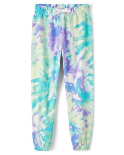 The Children's Place Knit Active Sweatpants for Girls, Medium, Green Glow Tie Dye
