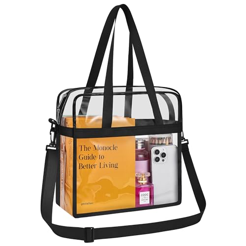 Clear Tote Bag for Stadium Events - Black 12x6x12 Gym Tote