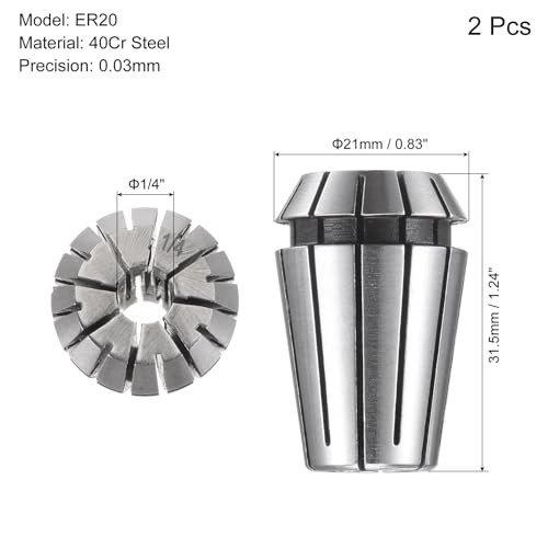 uxcell ER20 Spring Collet, 1/4" Chuck for CNC Engraving Machine Lathe Milling 2pcs