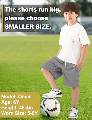 Boys Athletic Mesh Shorts - Quick Dry for Ages 14-16 Years - Light Gray
