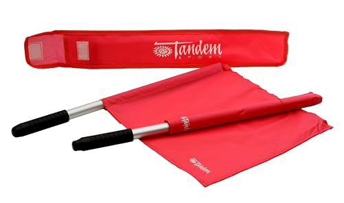 Linesman Flags Set - Bright Red Referee Flags with Soft Grip Handles - 2 Flags & Carrying Case