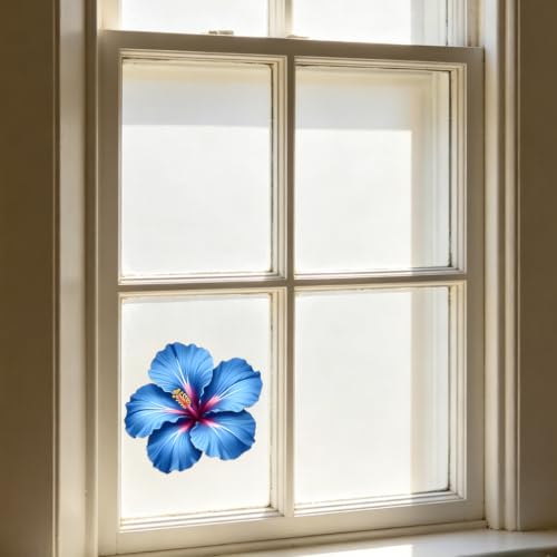 Blue Hibiscus Flower Car Decals - Waterproof Vinyl Stickers (Set of 2)