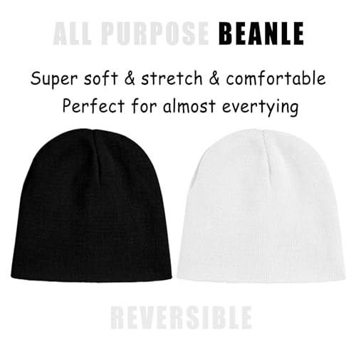 Thick Knitted Beanie for Men & Women - Black/White