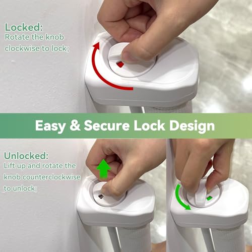 14" Tall Short Dog Gate to Step Over, Retractable Mesh Pet Door for Small Puppy, Extended up to 55" Wide for Indoor Stairs Doorways and Hallway(White)