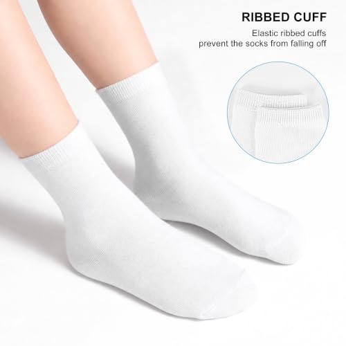 Kids Crew Socks - 12 Pairs for Toddlers 4-7 Years - Black & White