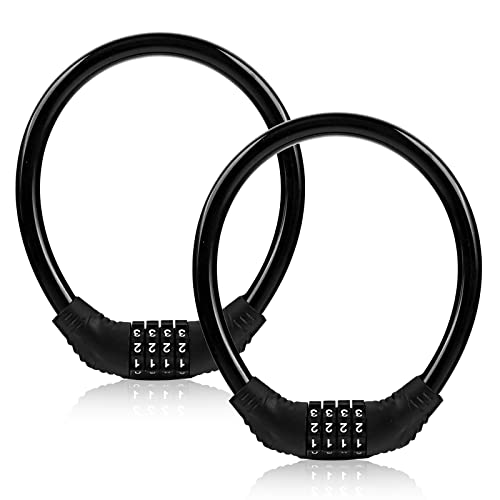 Heavy Duty 4-Digit Combination Bike Lock Cable - 2 Pcs
