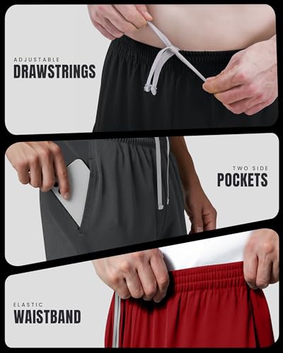 Men's Athletic Shorts 3-Pack Breathable Mesh Loose Fit Running Gym Workout