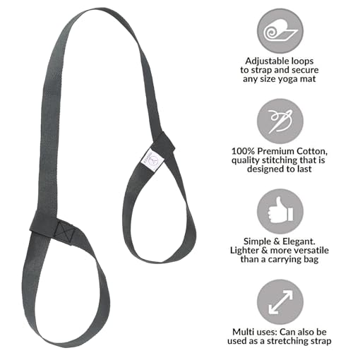 Yoga Mat Carrier Strap - Adjustable Thick Sling for Large Mats - Grey