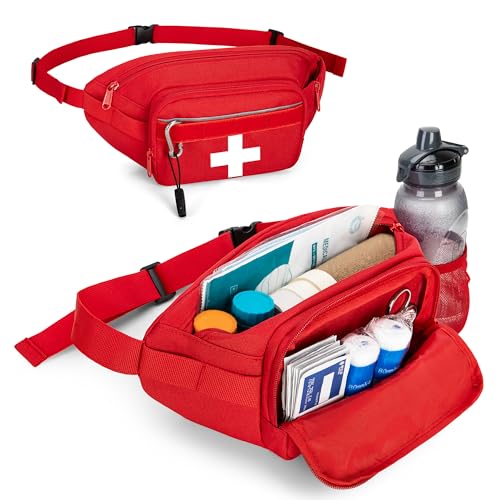 Tactical First Aid Fanny Pack with Whistle | Adjustable Waist Bag for Outdoor Use