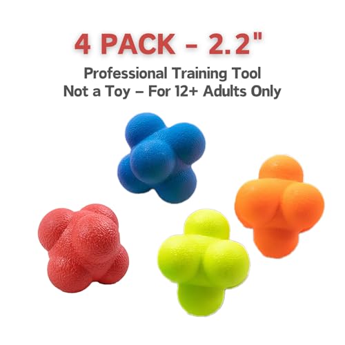 Reaction Balls 4 Pack - 2.2 Inch Hand-Eye Coordination Trainer
