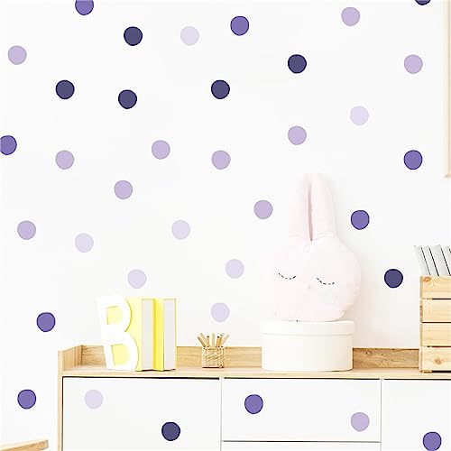 Purple Dark Purple Mauve Polka Dot Wall Stickers, sacinora DIY Circle Art Wall Decals Removable Vinyl Peel and Stick for Nursery Closet Refrigerator Living Room Children's Room Bedroom