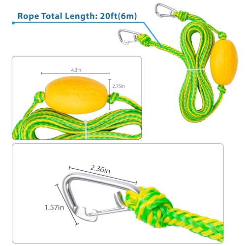 20FT Floating Kayak Tow Rope with Clips - Rescue, Towing & Anchoring Line
