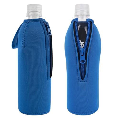 Linkidea Blue 2 Pack Neoprene Water Bottle Sleeve for 16.9/20 Fl Oz (Smartwater, Evian, Lifewtr) - Fits 7.7-9 in H