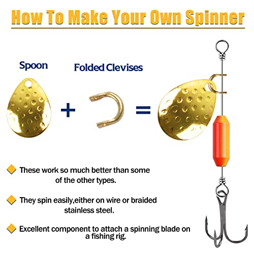 Fishing Clevis Links - Easy Spin U-Shaped Brass, 120pcs