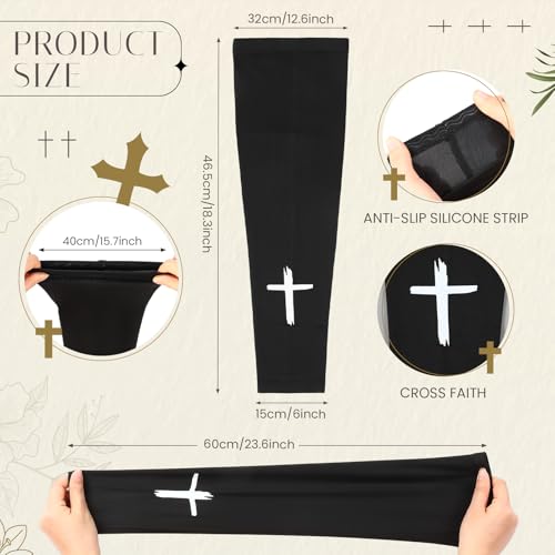 Compression Leg Sleeve - Faith Cross Design for Sports - Black