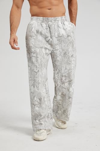 MSBESYOR Mens Light Grey Camo Joggers Small Athletic Sweatpants for Men