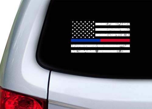 Thin Red and Blue Line Flag Car Decal - 3x5 Inch Vinyl Sticker
