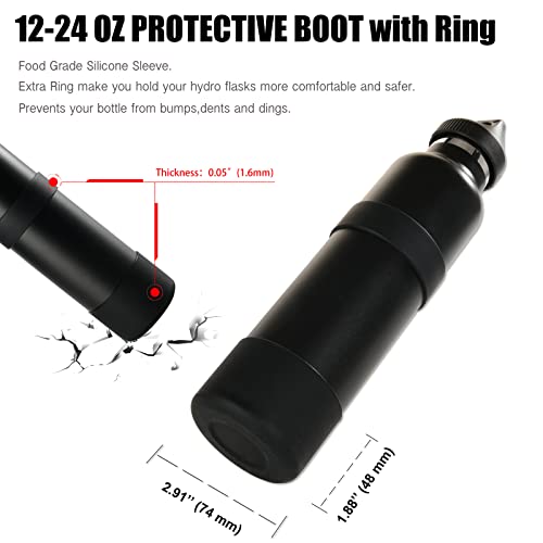 Water Bottle Boot - Dual Protective Silicone Sleeve for 12oz Black