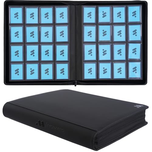 MORABTO Black 16 Pocket Top Loader Binder Holds 640 3x4 Cards - Heavy Duty