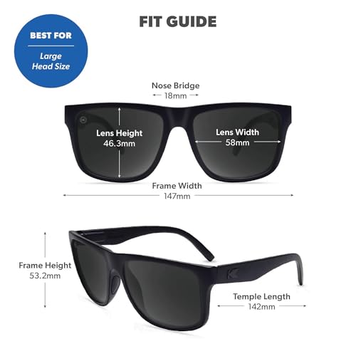 Knockaround Torrey Pines Polarized Sunglasses for Men & Women - Black on Black Smoke UV400