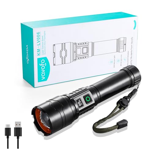 Rechargeable LED Tactical Flashlight with Zoom, 5 Modes for Camping & Emergency