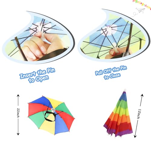 Adjustable Umbrella Hat - 2 Pack Colorful Watermelon Red