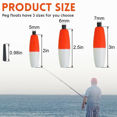 JOGFFDE Red-White 20pcs Fishing Floats Cigar Shape Bobbers 3 Inch