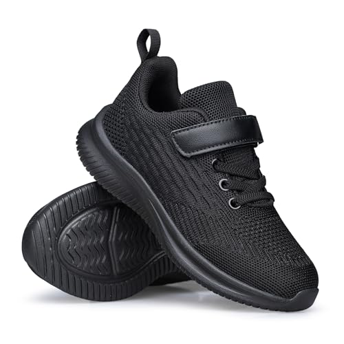 Arskyllen Kids Sneakers Non-Slip Lightweight Running Shoes (3 Big Kid) All Black