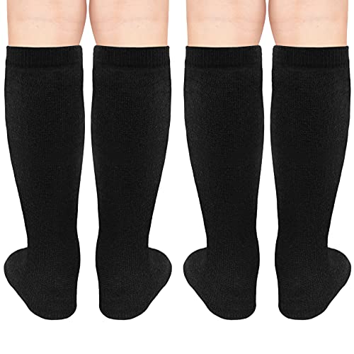 Kids Soccer Socks - Toddler Knee High Tube Socks, 2 Pack Black (3-6 Years)