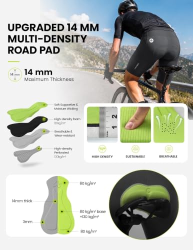 Nepest Men's Cycling Bib Shorts with Padding UPF 50+ 4-Way Stretch Large Dark Grey/White