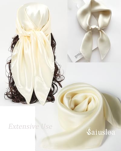 Solid Color Satin Neck Scarf for Women - 23.6 Inches