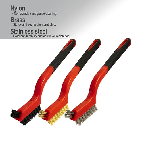 Generic 5Pcs Wire Brush and Scraper Set, Stainless Steel, Brass, Nylon Bristles, 3 Large Brushes, 2 Scrapers, Effortless Handling, Versatile Cleaning, Rust, Paint, Grease Removal