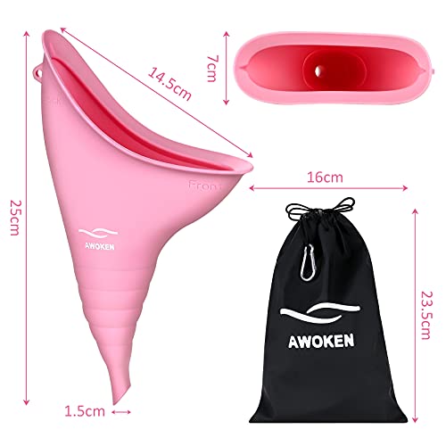 Reusable Female Urination Device - Silicone Pee Funnel for Women - Pink