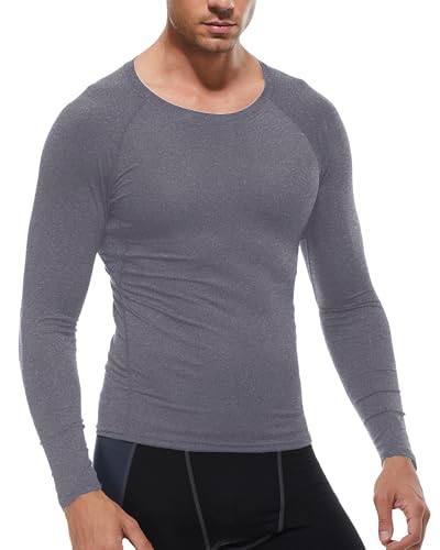 Men's Long Sleeve Compression Thermal Shirt - Grey, X-Large