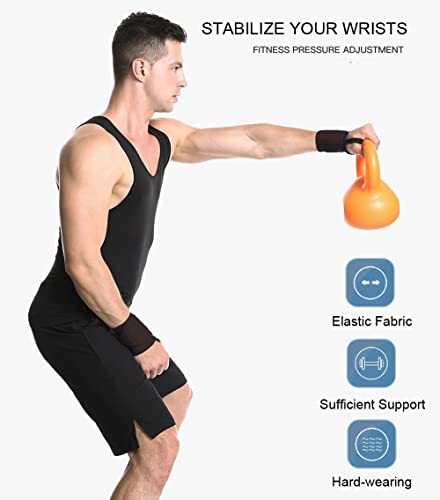 Wrist Wraps for Weightlifting - 2 Pack Adjustable Support - Black