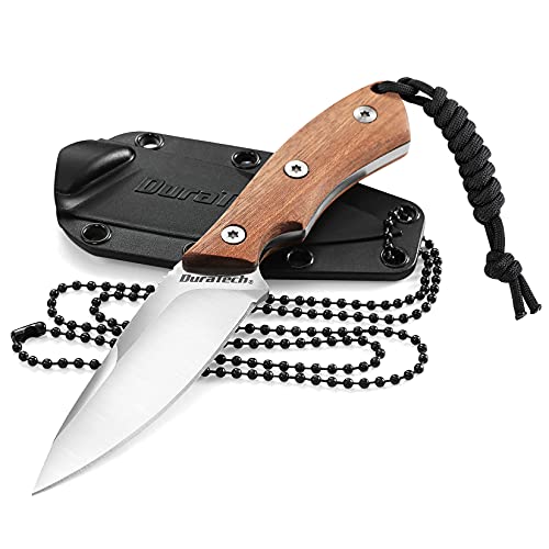 DURATECH 6-Inch Fixed Blade Neck Knife Full Tang, Wood Handle with