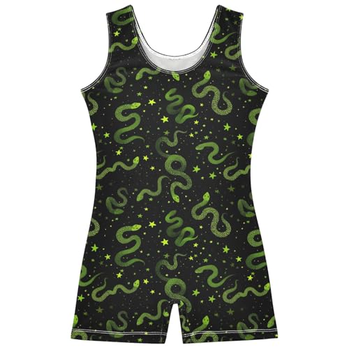 Girls Gymnastics Leotard Snakes Design - Sleeveless Unitard 7-8 Years