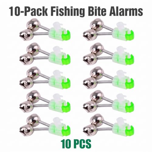 10 PCS Silver Fishing Rod Bells - Double Bell Bite Indicators