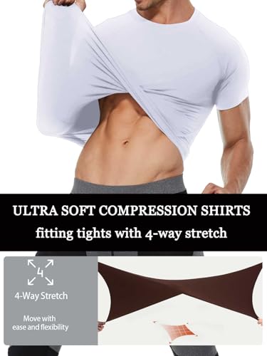 Men's Short Sleeve Compression Shirt - Cool Dry Workout Top - Small White