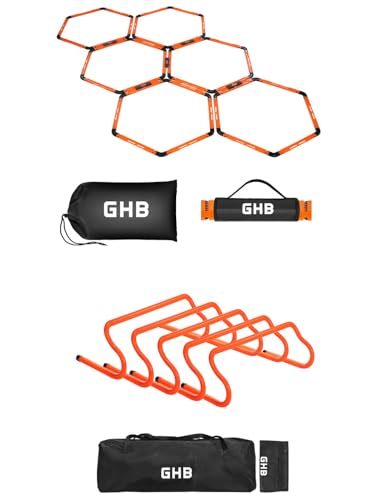 Hexagonal Agility Rings Set - 6 Rings with Connectors & 5 Speed Hurdles