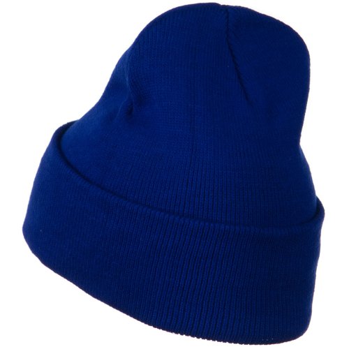 12-Inch Double-Layer Knitted Beanie - Royal Blue One Size Fits Most