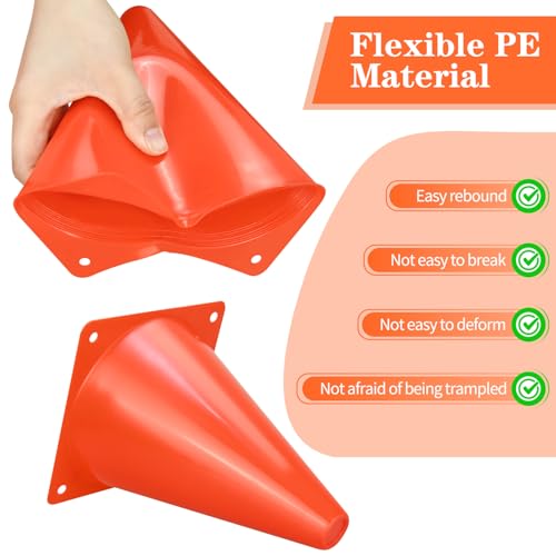 7" Plastic Soccer Cones Set - 12pcs Training Cones with Carry Bag