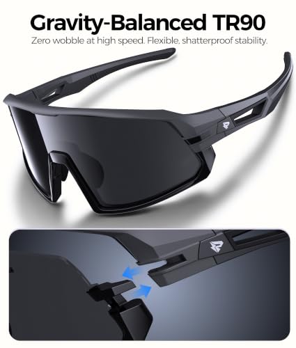 RideFlow AeroTrack X Cyber Blue Polarized Sports Sunglasses for Men - UV400, Cycling Running