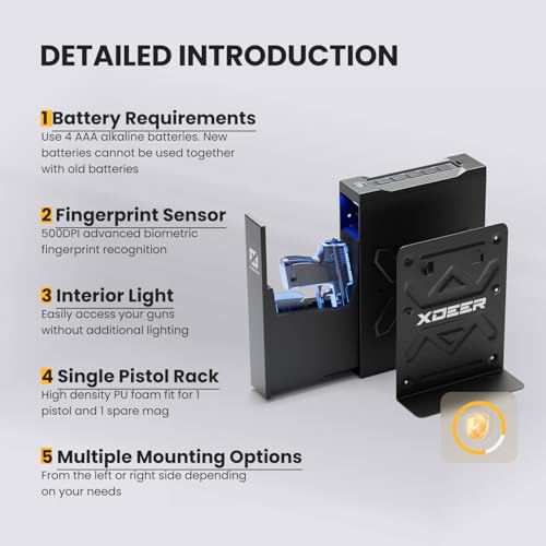 Biometric Gun Safe for Handgun - Quick Access Pistol Safe S12
