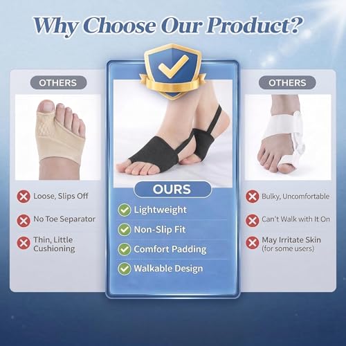 Bunion Corrector for Women & Men - Big Toe Straightener with Splint & Pads - Black