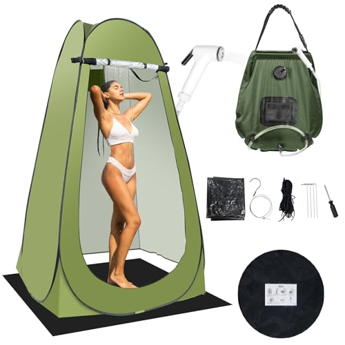 G2 GO2GETHER Green Portable Camping Shower Tent Kit with 5 Gallon Shower Bag