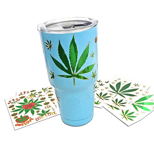 Cannabis Leaf Decorative Stickers - 6 Sheets, 4x5.25 Inch